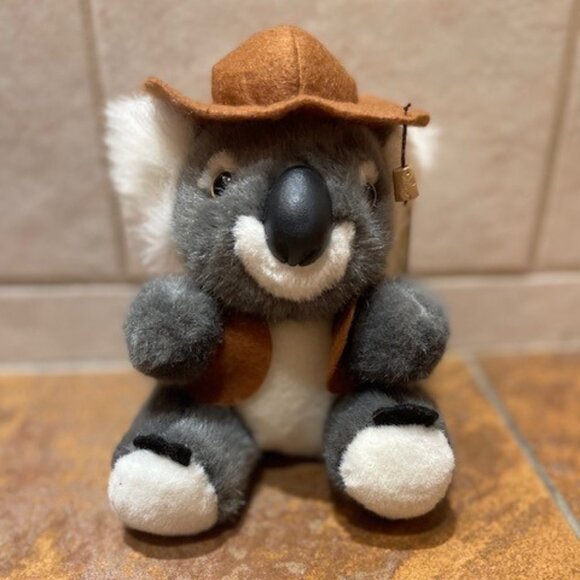 Koala Bear Plush Stuffed Animal Boom Up Vest Outback Hat 8" - Picture 1 of 5
